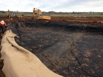 Composite liner being installed